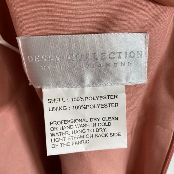 DESSY COLLECTION Diamond Cutout Back Trumpet Gown in Desert Rose - Picture 9 of 10